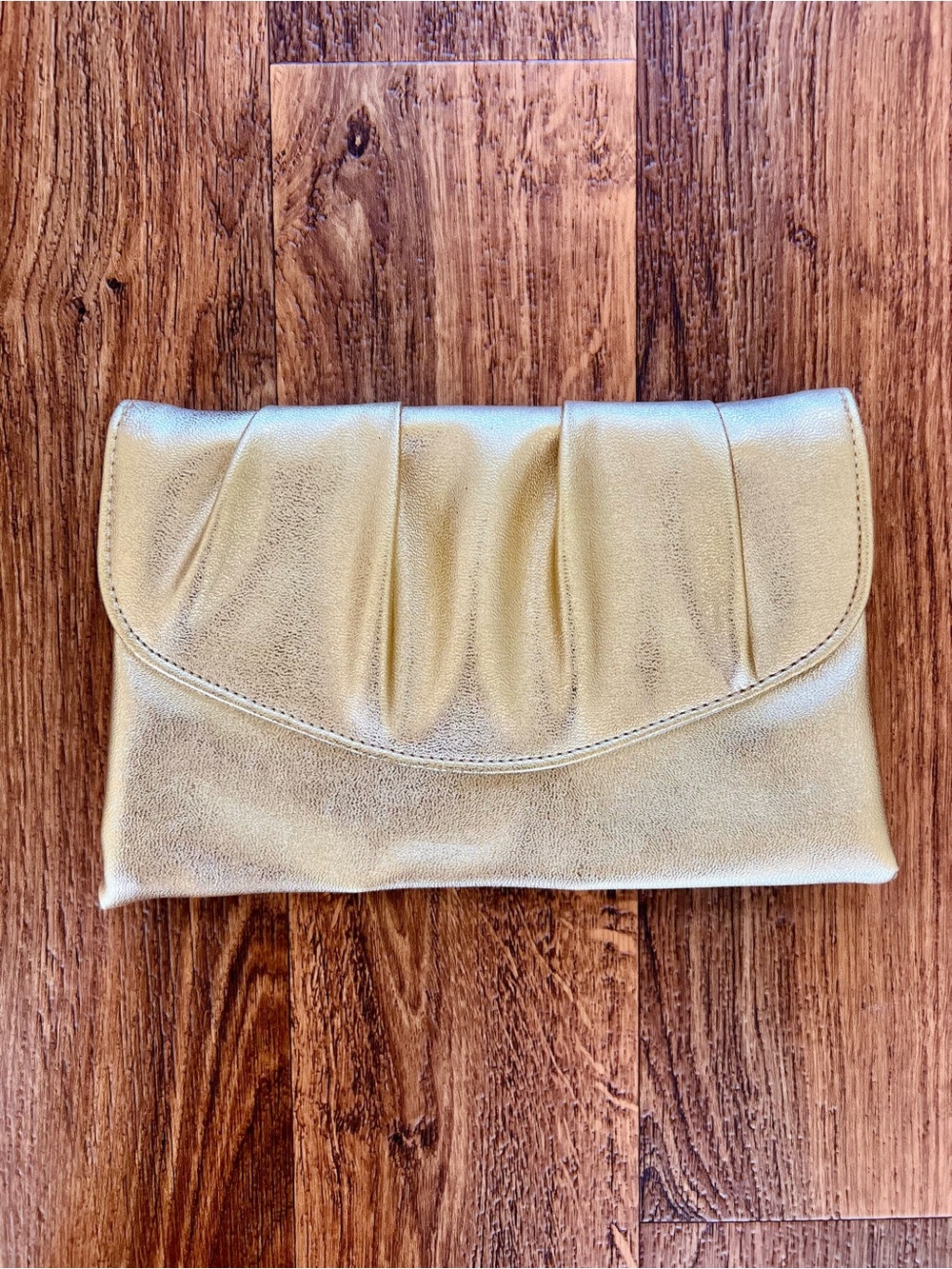 Elegant Metallic Gold Women’s Clutch - Soft Pleated Design
